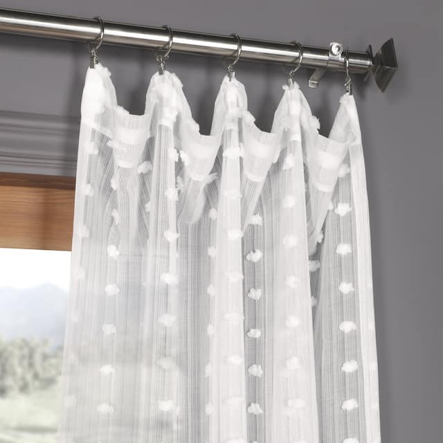 Exclusive Fabrics Strasbourg Dot Patterned Faux Linen Sheer Curtain (1 Panel)