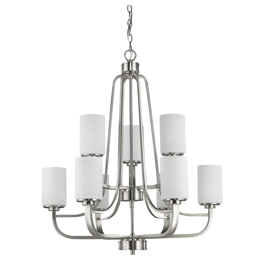 Acclaim Lighting Addison Satin Nickel Finish Steel Glass Shades Indoor 9-light Chandelier (32.5 inch, 9-Light, Satin Nickel, Opal Glass) - Chandeliers For Bedrooms by Overstock.com
