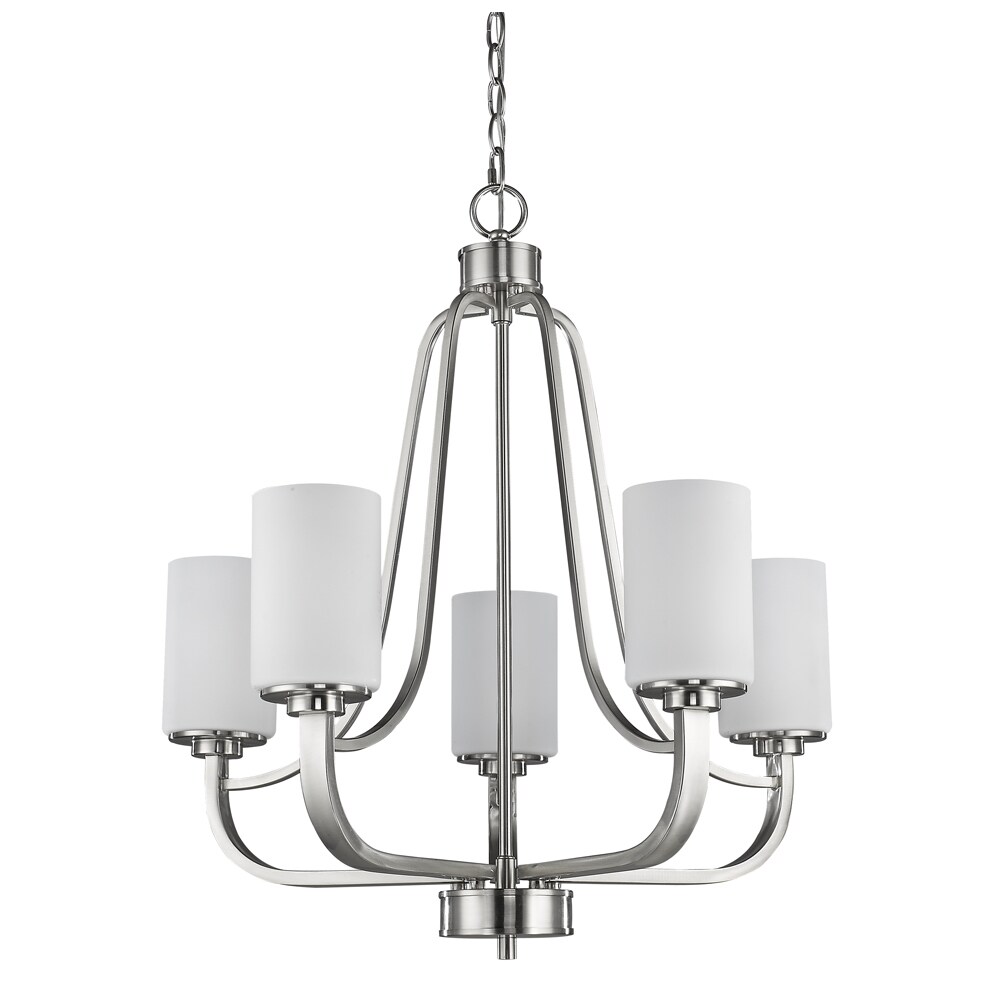 Acclaim Lighting Addison Satin Nickel/White Opal Metal/Glass 5-light Chandelier (26-inch, 5-Light, Satin Nickel, Opal Glass) - Chandeliers For Bedrooms by Overstock.com