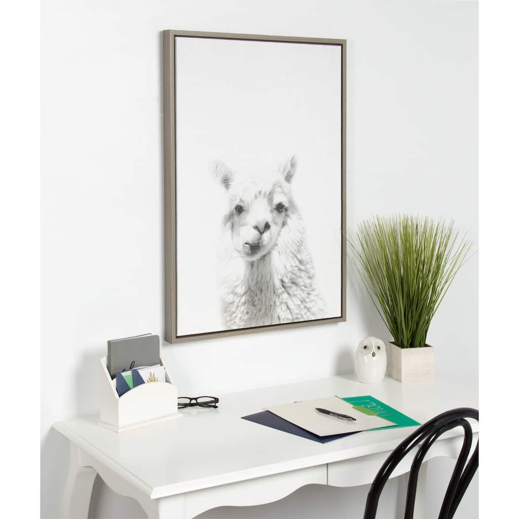 Sylvie Animal Framed Canvas Wall Art by Simon Te Tai, Gray 23x33