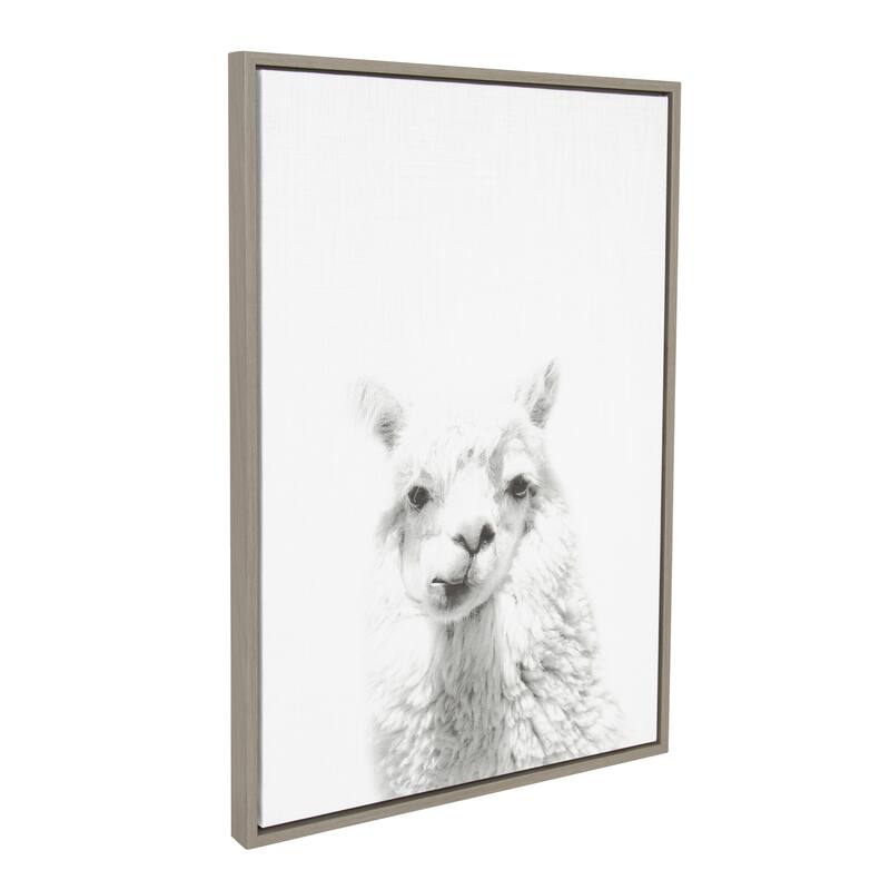 Sylvie Animal Framed Canvas Wall Art by Simon Te Tai, Gray 23x33