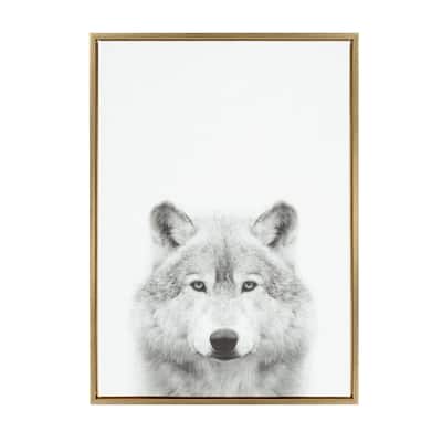 Sylvie Wolf Framed Canvas Wall Art by Simon Te Tai, Gold 23x33