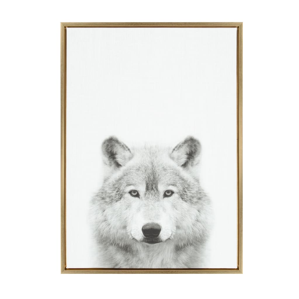 Sylvie Wolf Framed Canvas Wall Art by Simon Te Tai, Gold 23x33