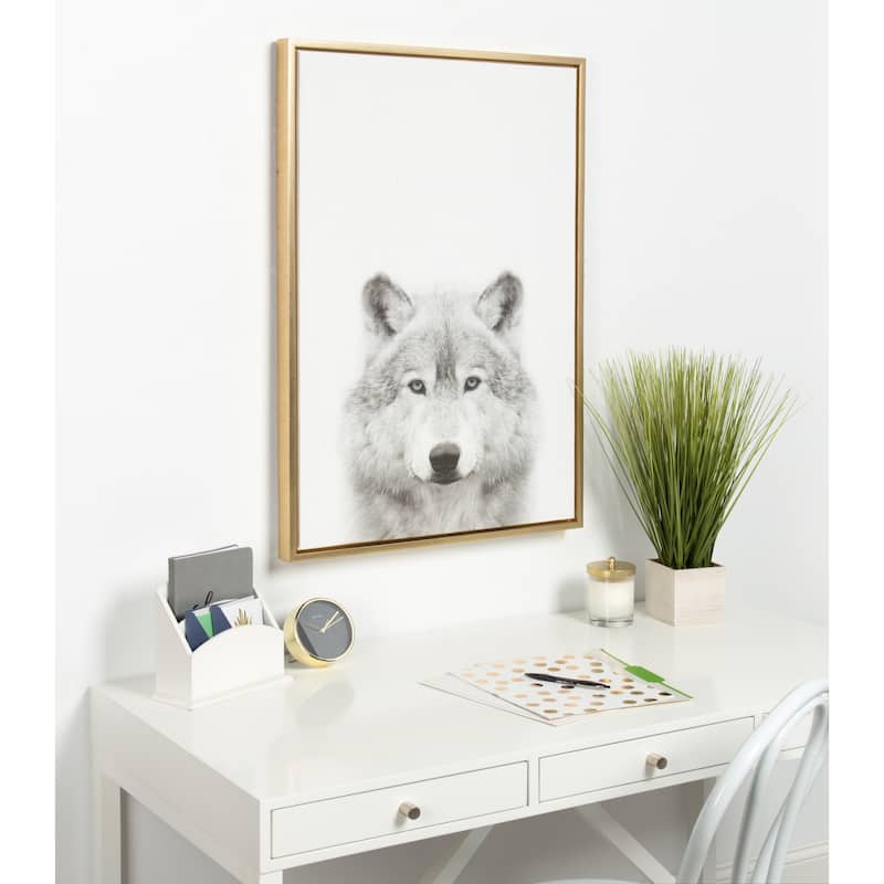 Sylvie Wolf Framed Canvas Wall Art by Simon Te Tai, Gold 23x33