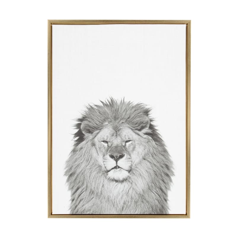 Sylvie Lion Framed Canvas Wall Art by Simon Te Tai, Gold 23x33