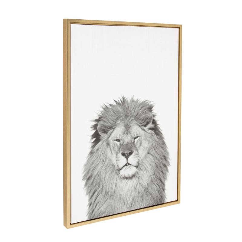 Sylvie Lion Framed Canvas Wall Art by Simon Te Tai, Gold 23x33