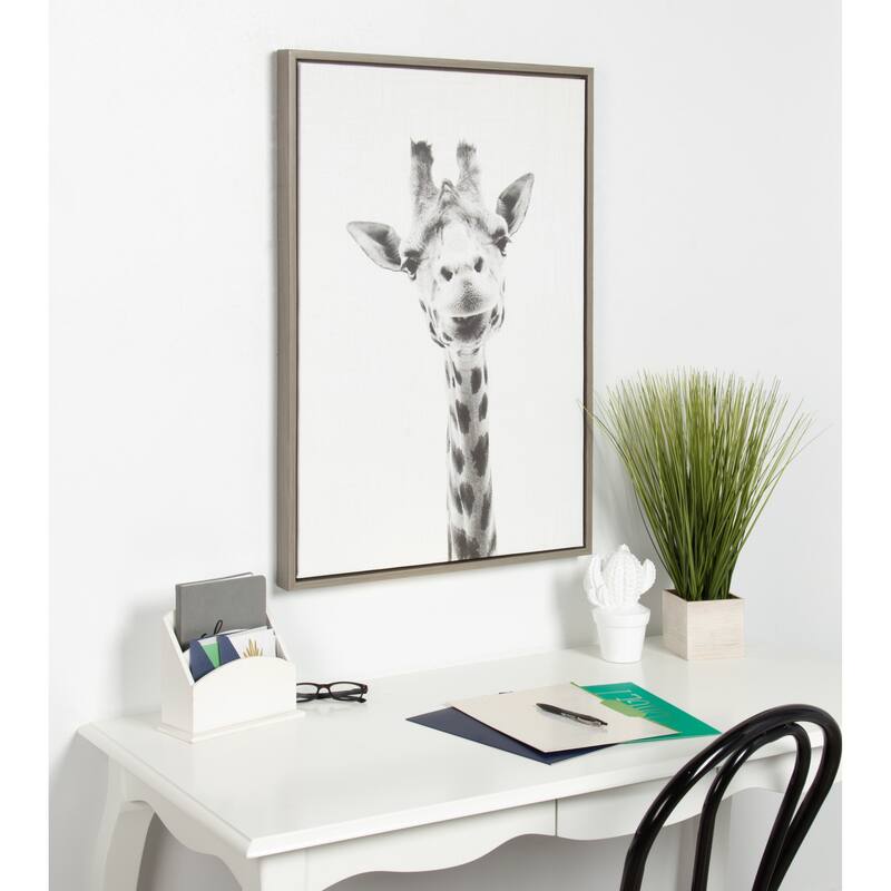 Sylvie Giraffe Framed Canvas Wall Art by Simon Te Tai, Gray 23x33