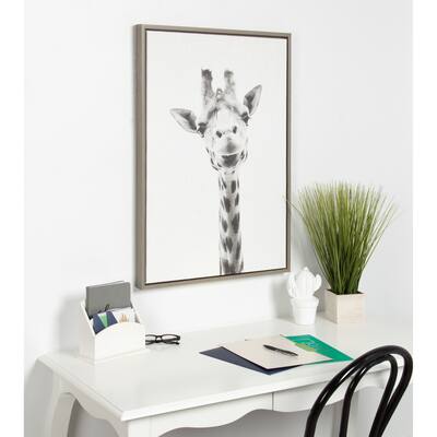 Sylvie Giraffe Framed Canvas Wall Art by Simon Te Tai, Gray 23x33
