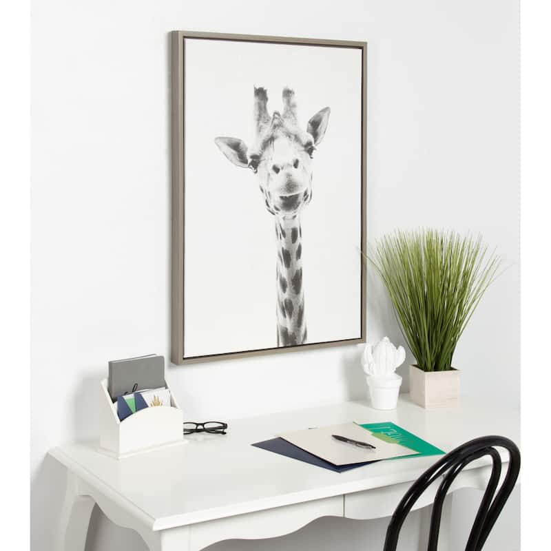 Sylvie Giraffe Framed Canvas Wall Art by Simon Te Tai, Gray 23x33