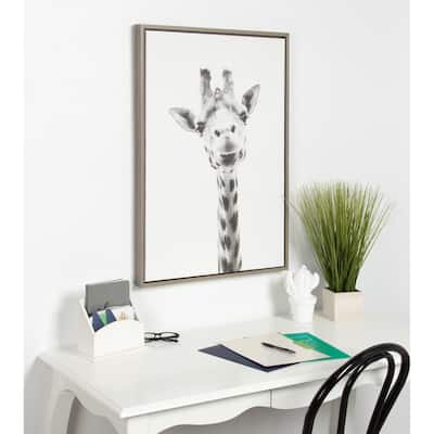 Sylvie Giraffe Framed Canvas Wall Art by Simon Te Tai, Gray 23x33