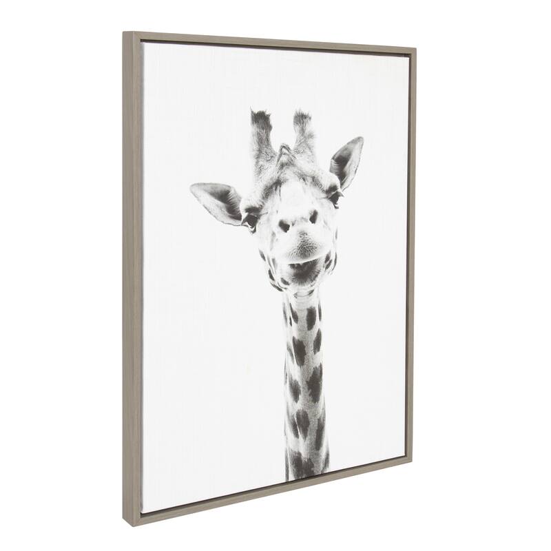 Sylvie Giraffe Framed Canvas Wall Art by Simon Te Tai, Gray 23x33