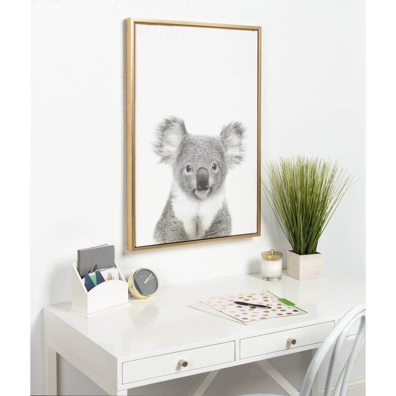 Sylvie Koala II Framed Canvas Wall Art by Simon Te Tai, Gold 23x33