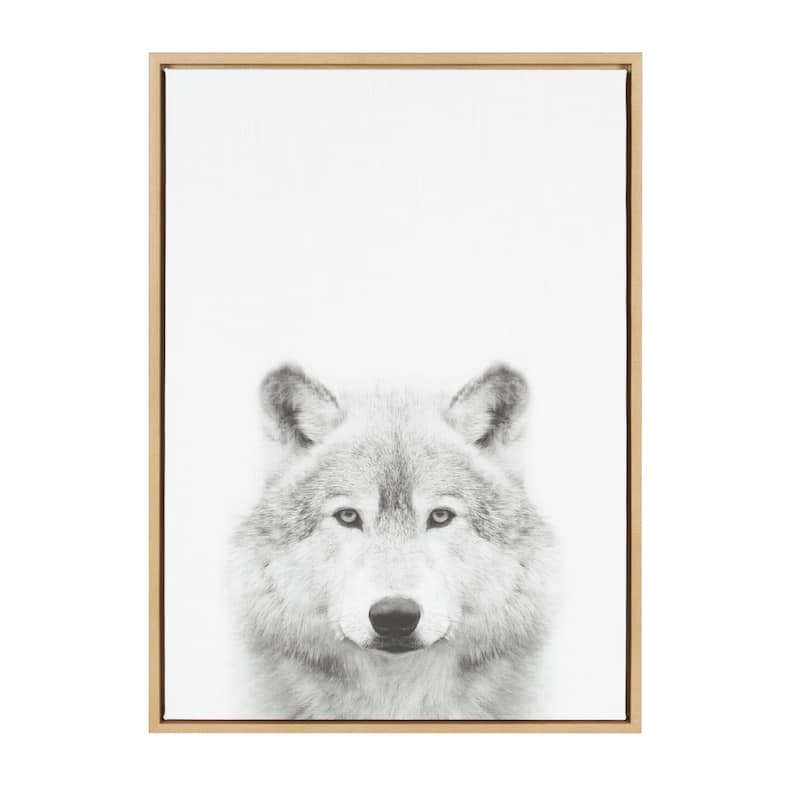 Sylvie Wolf Framed Canvas Wall Art by Simon Te Tai, Natural 23x33