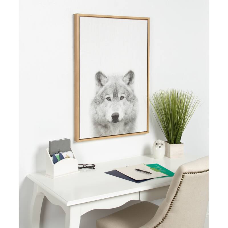 Sylvie Wolf Framed Canvas Wall Art by Simon Te Tai, Natural 23x33