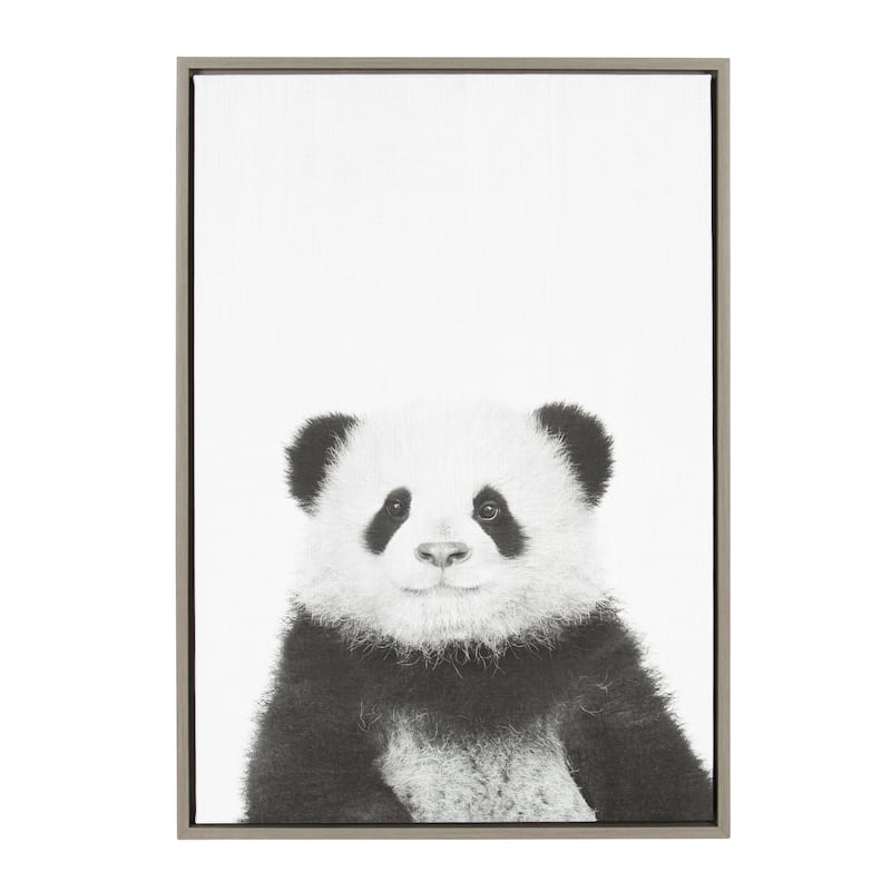 Sylvie Panda Framed Canvas Wall Art by Simon Te Tai, Gray 23x33