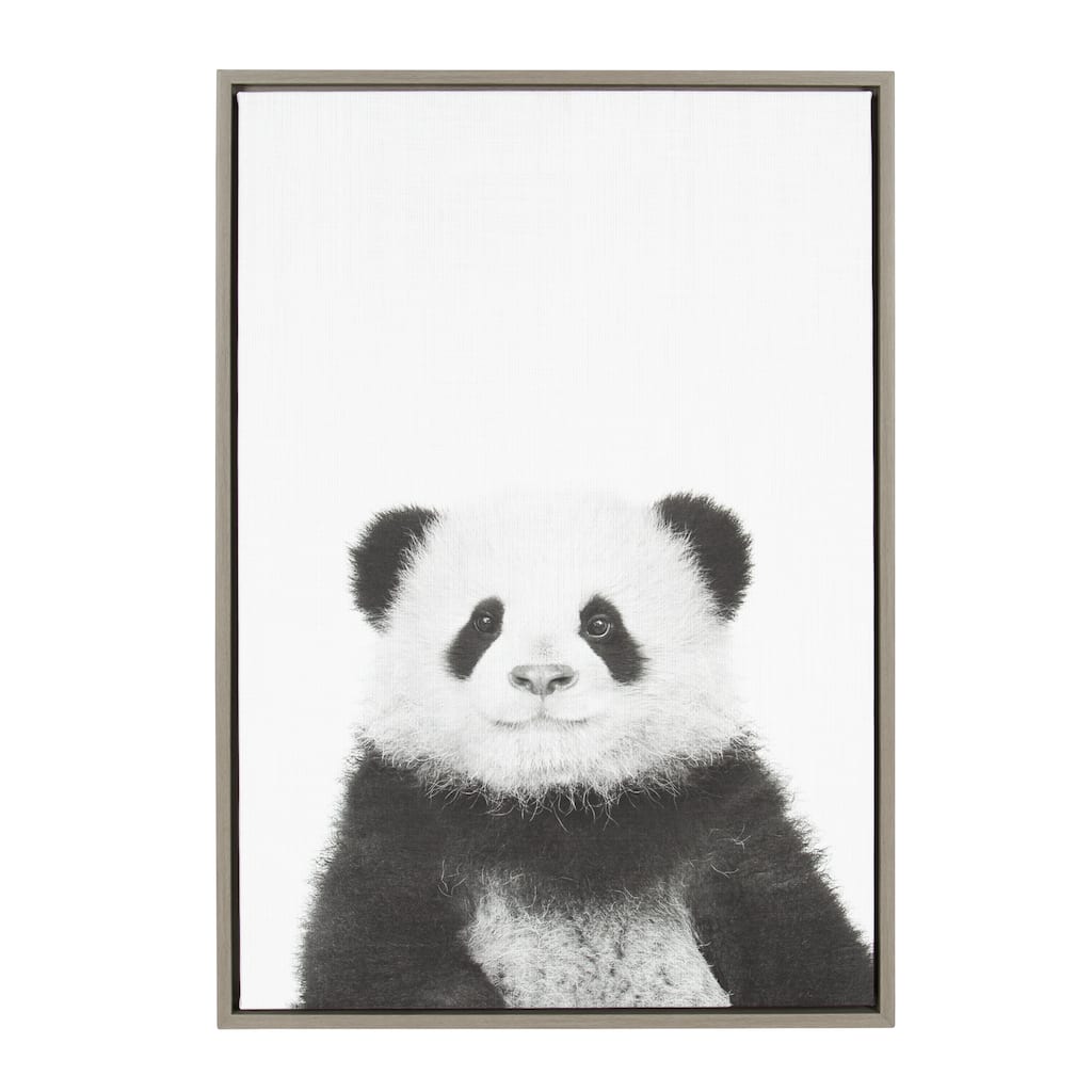 Sylvie Panda Framed Canvas Wall Art by Simon Te Tai, Gray 23x33