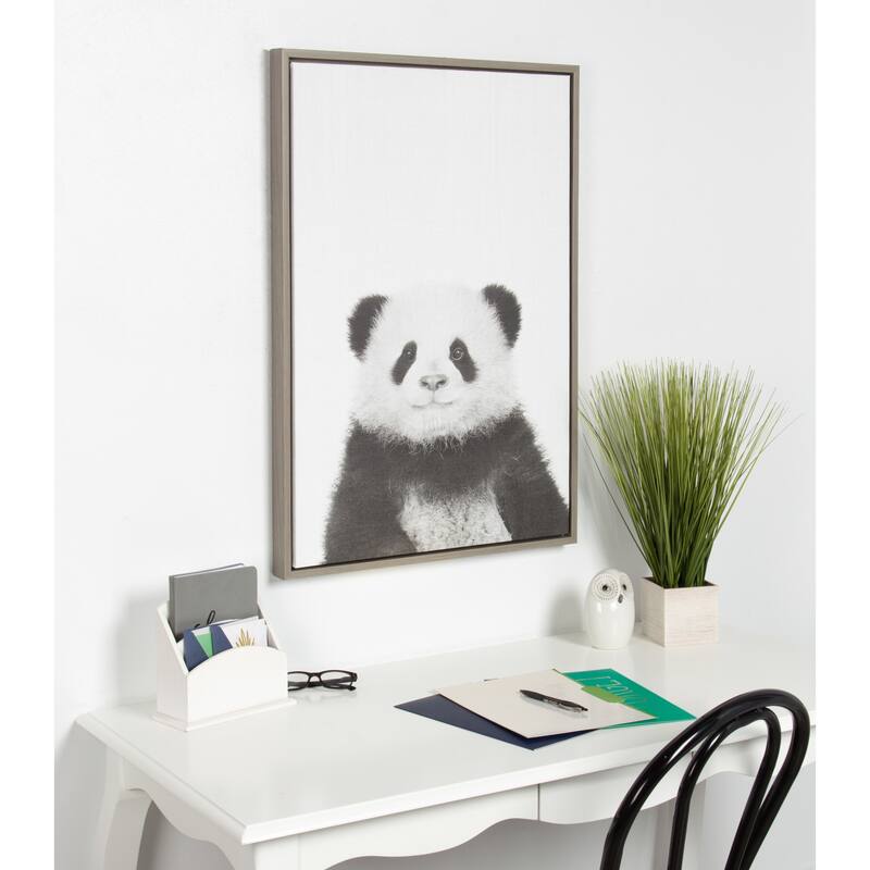 Sylvie Panda Framed Canvas Wall Art by Simon Te Tai, Gray 23x33