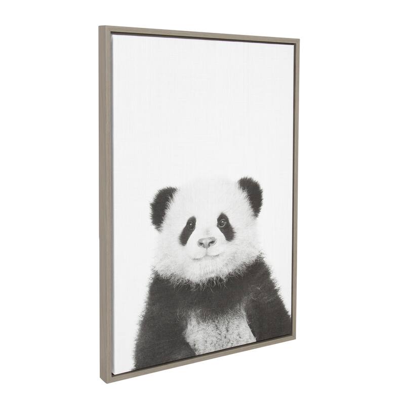 Sylvie Panda Framed Canvas Wall Art by Simon Te Tai, Gray 23x33