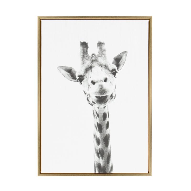 Sylvie Giraffe Framed Canvas Wall Art by Simon Te Tai, Gold 23x33