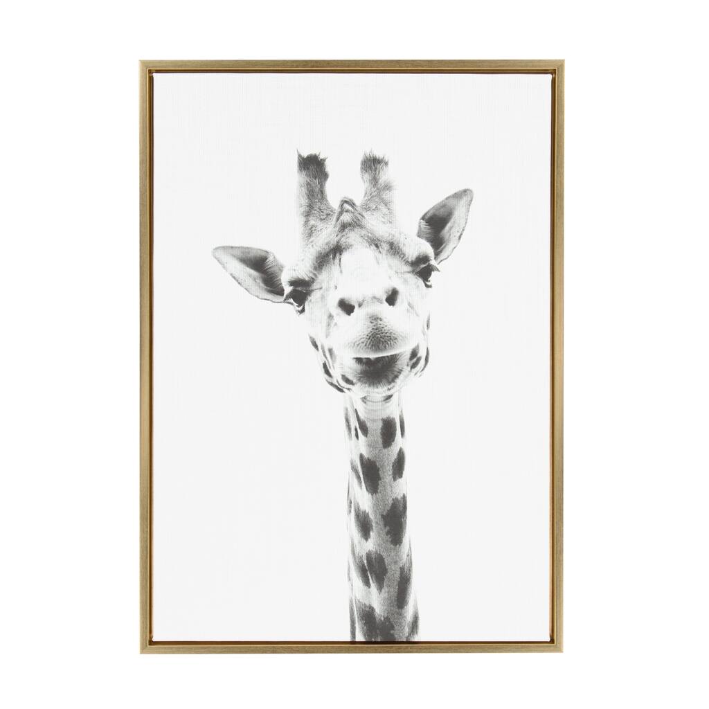 Sylvie Giraffe Framed Canvas Wall Art by Simon Te Tai, Gold 23x33