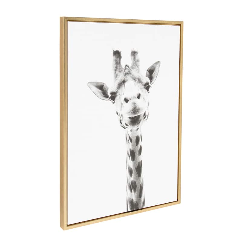 Sylvie Giraffe Framed Canvas Wall Art by Simon Te Tai, Gold 23x33