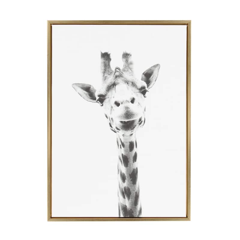 Sylvie Giraffe Framed Canvas Wall Art by Simon Te Tai, Gold 23x33