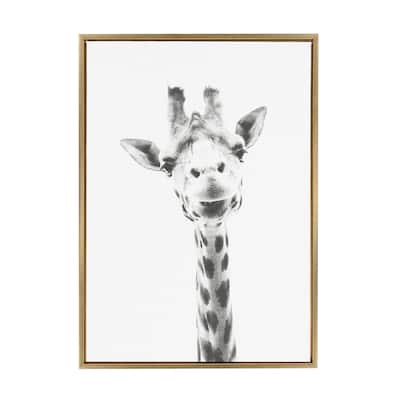 Sylvie Giraffe Framed Canvas Wall Art by Simon Te Tai, Gold 23x33