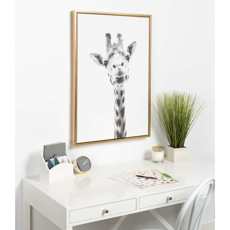 Sylvie Giraffe Framed Canvas Wall Art by Simon Te Tai, Gold 23x33