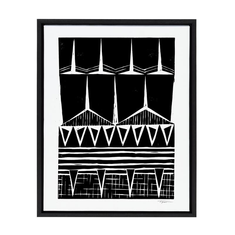 Sylvie Modern Tribal Print Framed Canvas Wall Art by Statement Goods - 18x24 - Plastic - Black