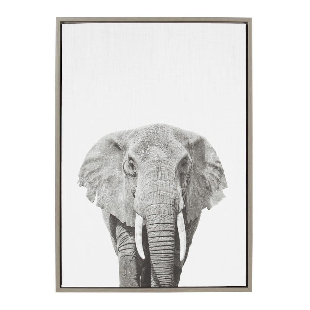 Sylvie Elephant Framed Canvas Wall Art by Simon Te Tai, Gray 23x33