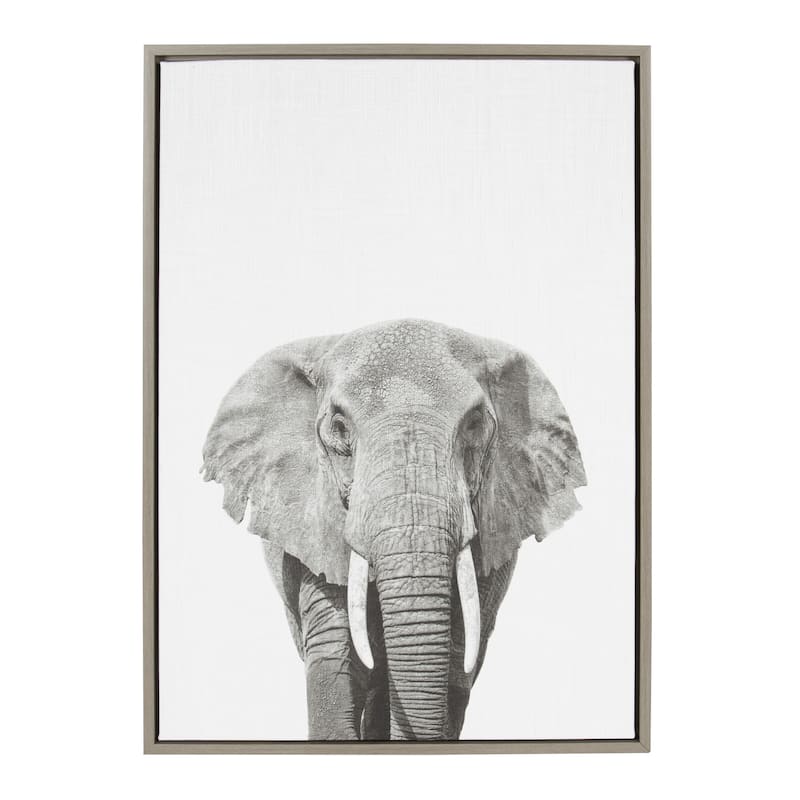 Sylvie Elephant Framed Canvas Wall Art by Simon Te Tai, Gray 23x33