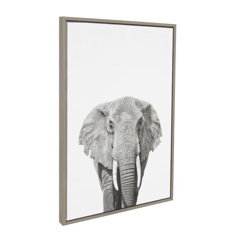 Sylvie Elephant Framed Canvas Wall Art by Simon Te Tai, Gray 23x33
