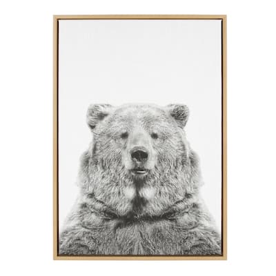 Sylvie Bear Framed Canvas Wall Art by Simon Te Tai, Natural 23x33