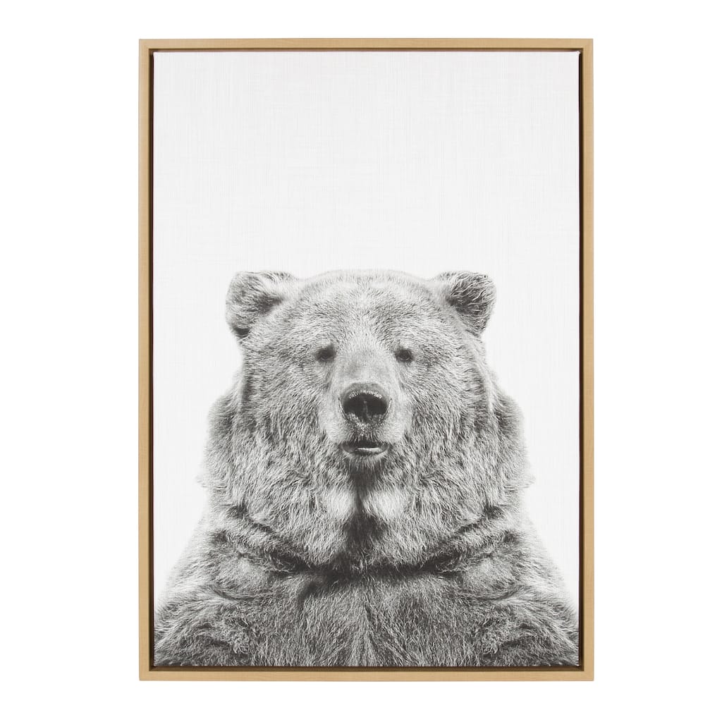 Sylvie Bear Framed Canvas Wall Art by Simon Te Tai, Natural 23x33