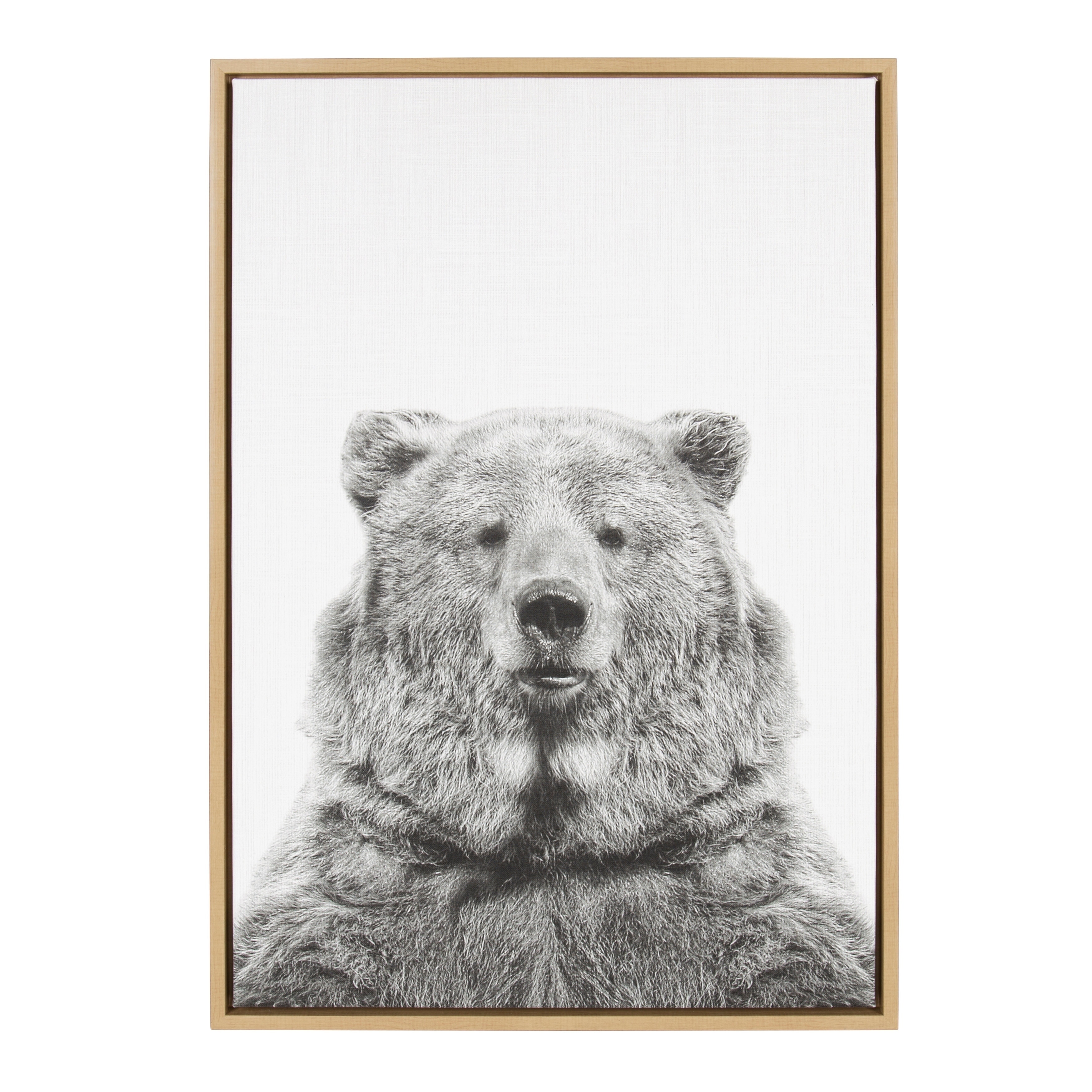 Sylvie Bear Framed Canvas Wall Art by Simon Te Tai, Natural 23x33