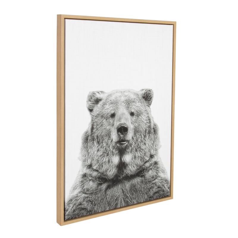 Sylvie Bear Framed Canvas Wall Art by Simon Te Tai, Natural 23x33