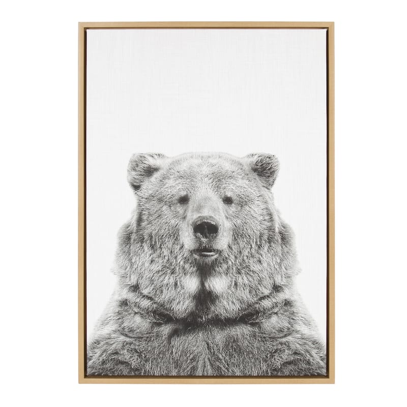 Sylvie Bear Framed Canvas Wall Art by Simon Te Tai, Natural 23x33