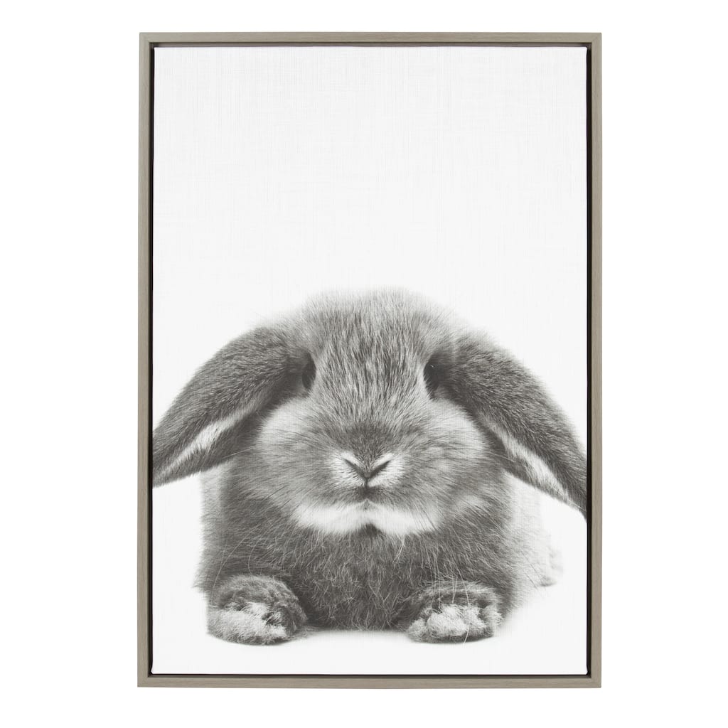 Sylvie Rabbit Framed Canvas Wall Art by Simon Te Tai, Gray 23x33