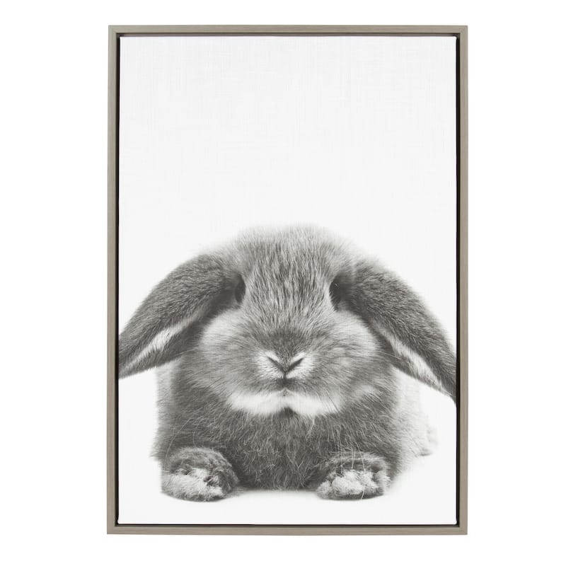 Sylvie Rabbit Framed Canvas Wall Art by Simon Te Tai, Gray 23x33