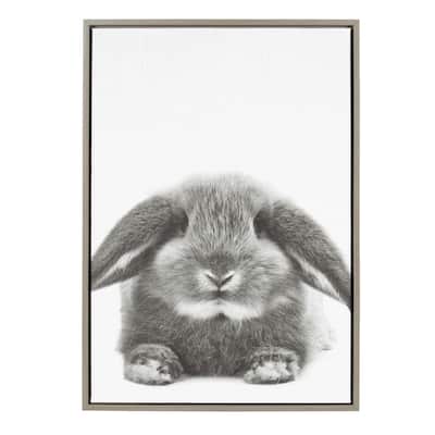 Sylvie Rabbit Framed Canvas Wall Art by Simon Te Tai, Gray 23x33