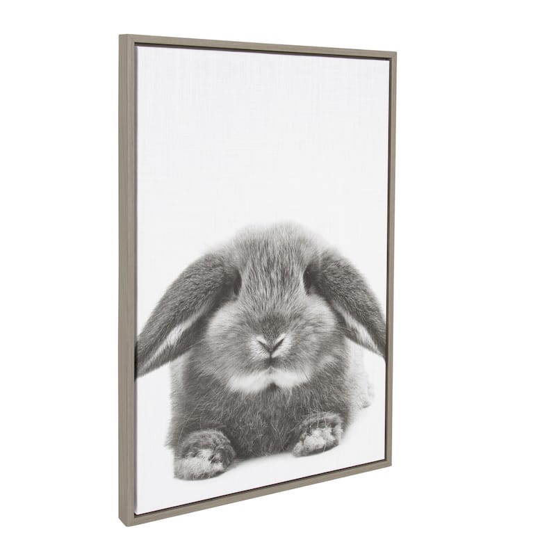 Sylvie Rabbit Framed Canvas Wall Art by Simon Te Tai, Gray 23x33