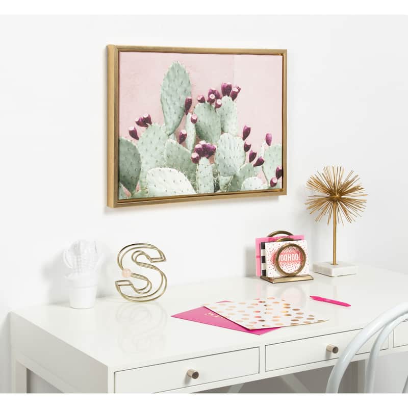 Sylvie Cactus 25 Gold Framed Canvas Wall Art by Amy Peterson, 18x24