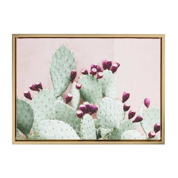 slide 2 of 5, Sylvie Cactus 25 Gold Framed Canvas Wall Art by Amy Peterson, 18x24