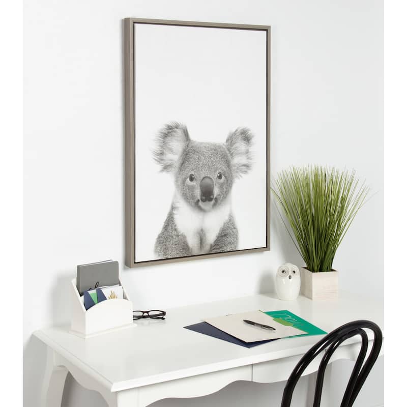 Sylvie Koala II Framed Canvas Wall Art by Simon Te Tai, Gray 23x33