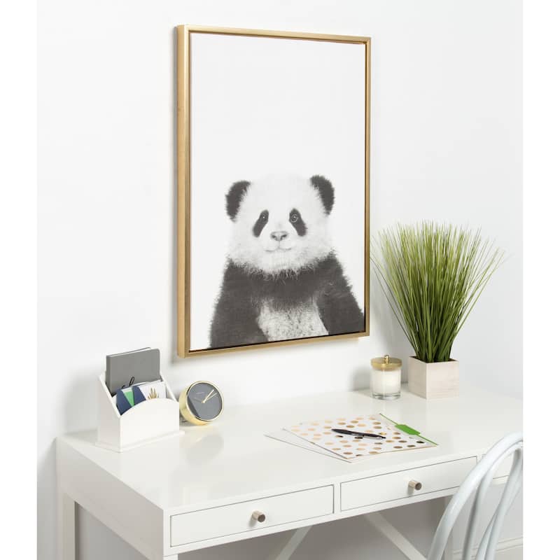 Sylvie Panda Framed Canvas Wall Art by Simon Te Tai, Gold 23x33