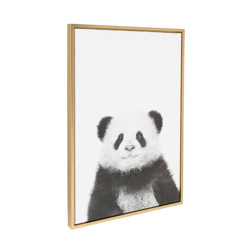 Sylvie Panda Framed Canvas Wall Art by Simon Te Tai, Gold 23x33
