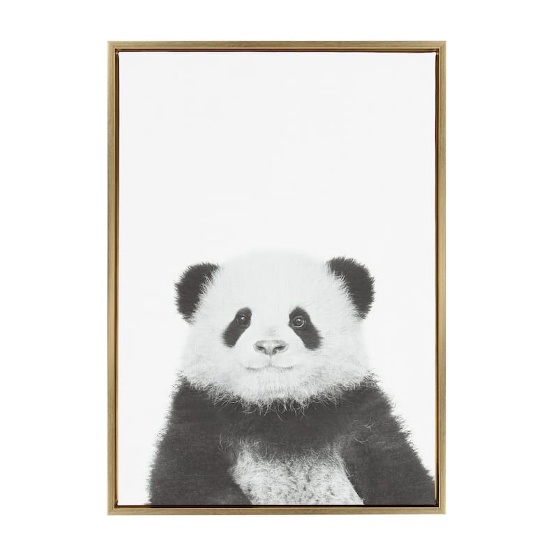 Sylvie Panda Framed Canvas Wall Art by Simon Te Tai, Gold 23x33