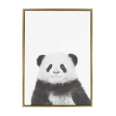 Sylvie Panda Framed Canvas Wall Art by Simon Te Tai, Gold 23x33