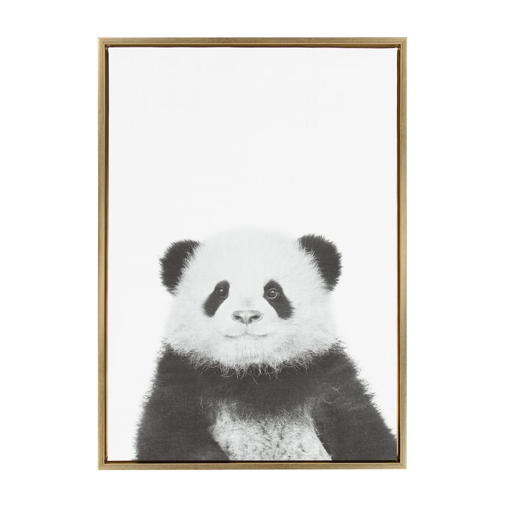 Sylvie Panda Framed Canvas Wall Art by Simon Te Tai, Gold 23x33