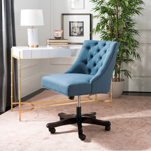 Safavieh Soho Tufted Linen Swivel Desk Chair - 25.2" x 27.2" x 33.9"